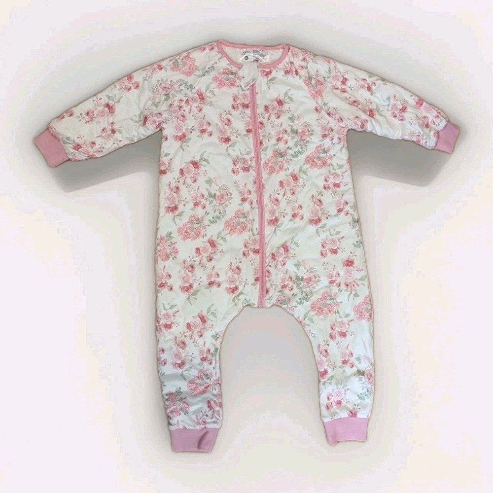 Coquette Cottagecore Pink Rose Floral Sleep Sack Pajama Romper XL